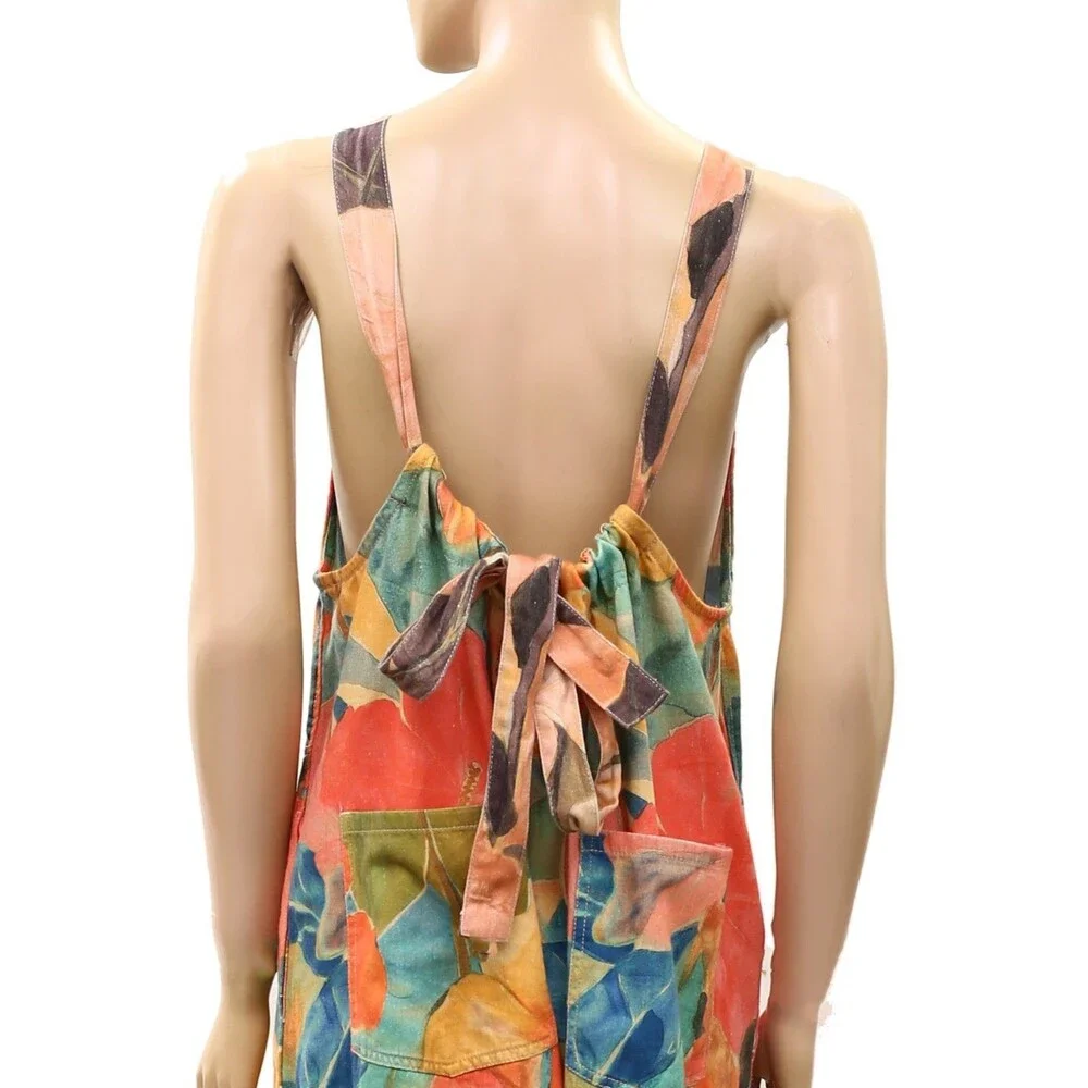 Free People We The Free Freebird Printed Jumpsuit Dress Wide Leg Cotton M 289692